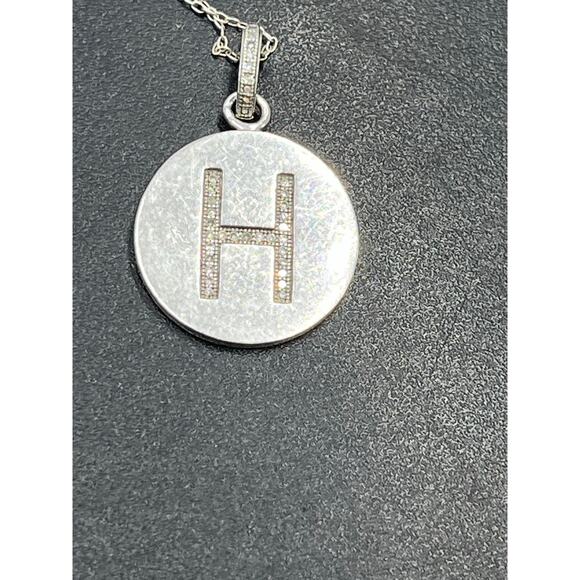 BDG Italy Sterling SIlver 925 Diamond Initial Letter H Pendant Necklace - Picture 11 of 12